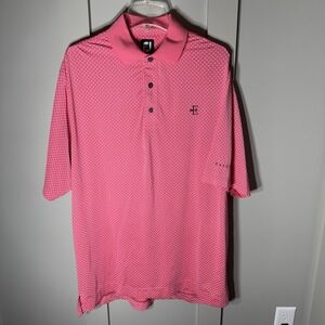 FootJoy Golf Polo Shirt Mens L Pink Floral Pattern Short Sleeve Performance Flex